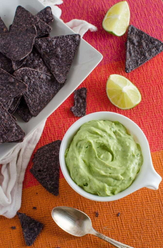 Delicious, creamy and easy avocado dip that only take 5 mins. to prepare. Give a tasty twist to any chips or appetizer dish with this avocado dip.