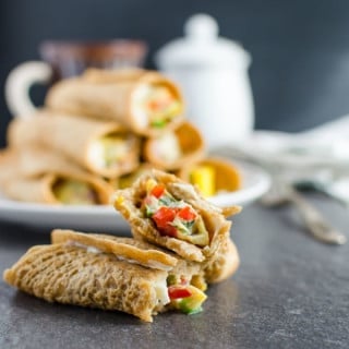 Learn to make oatmeal pancake roll-ups. These pancake egg roll-ups are sugar free & loaded with protein, fibers & nutrients from fresh veggies.