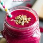 image of beet banana smoothie in a serving glass