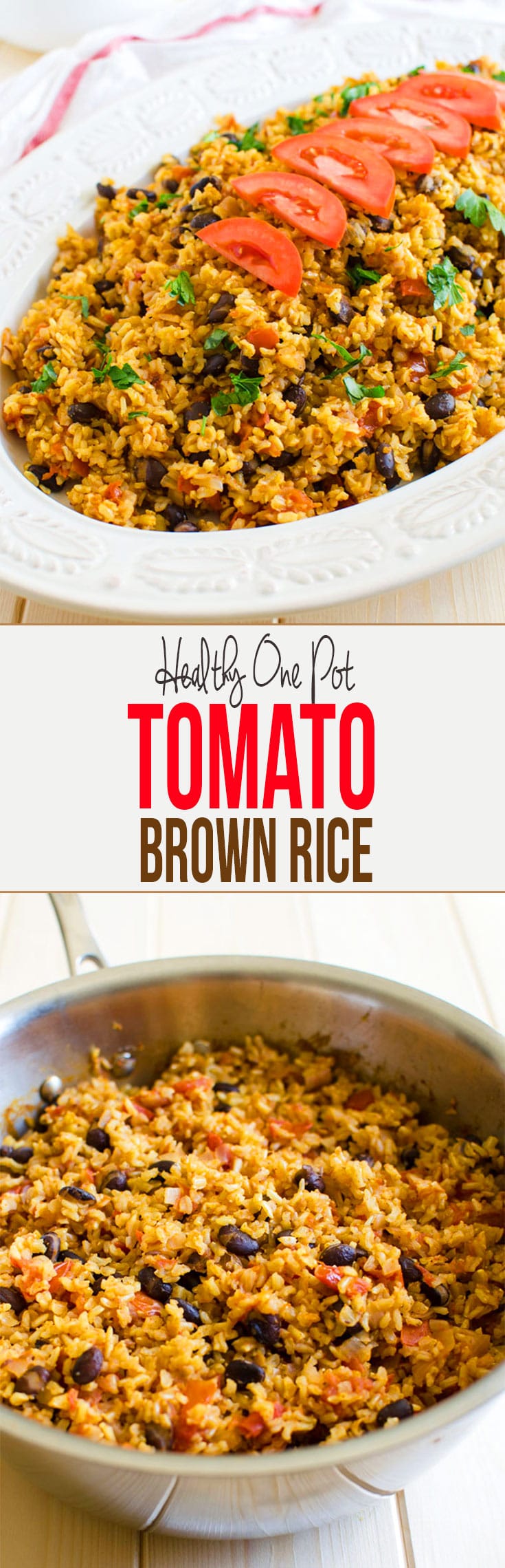 This one pot Mexican brown rice with tomatoes is a great option for any weeknight meals. It is really filling and tastes so fresh. Loaded with Mexican flavors, vegan and gluten free.