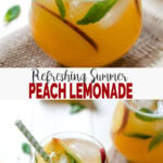 Try this refreshing easy peach lemonade recipe to enjoy utilize fresh peaches of the season. Healthy naturally sweetened & non-alcoholic summer drink. | #watchwhatueat #lemonade #peaches #nonalcoholic #healthydrink