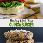 Make these quick and easy healthy black bean quinoa burger for filling, satisfying lunch or dinner. No cheese, no butter yet super delicious, these burgers will be hit in your family. | #watchwhatueat #blackbeanburger #quinoaburger #healthyburger #veggieburger