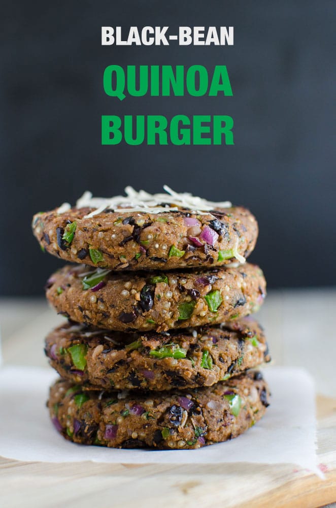 Black bean quinoa burger that are loaded with healthy plant proteins, dietary fibers and nutrition from fresh veggies