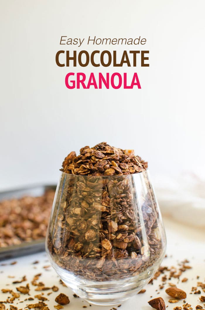 This easy homemade granola is prepared using rolled oats, nuts, seeds, and of course chocolate etc. It is almost like a mixture of trail mix + rolled oats. 