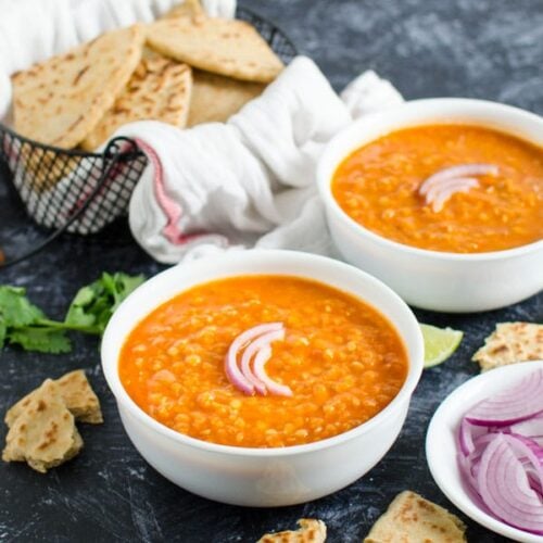 Red Lentil Curry -- Protein filled vegan & vegetarian option perfect for lunch or dinner. Also, a healthy & gluten free dish