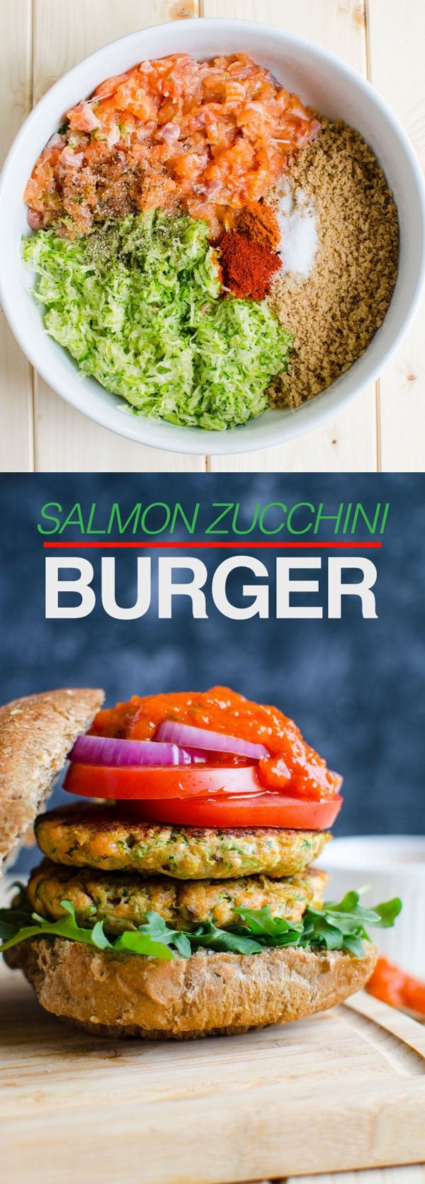 Healthy Zucchini Salmon Burger | Watch What U Eat