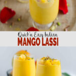 This quick and easy healthy recipe for mango lassi is perfect to enjoy seasonal fresh mangoes. Include this authentic Indian lassi in your next summer party menu and surprise your family or guests. | #watchwhatueat #mangodrink #summerdrink #nonalcoholic #lassi #mangolassi
