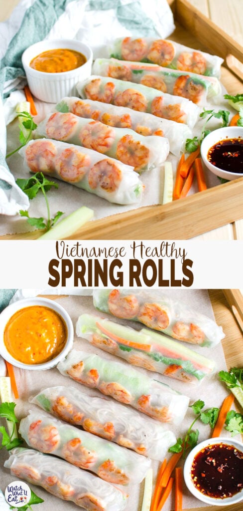 vietnamese healthy spring rolls with peanut butter sauce