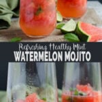 Skinny Watermelon Mojito Recipe- Give a refreshing twist to fresh watermelons. It is healthy, naturally sweetened and non-alcoholic summer drink. | #watchwhatueat #nonalcoholic #watermelon #mocktail #mojito