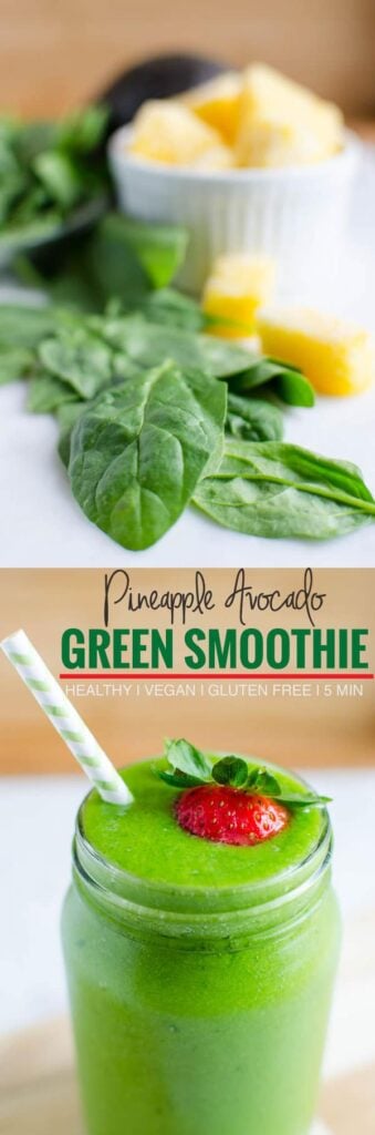 4 ingredients spinach avocado green smoothie