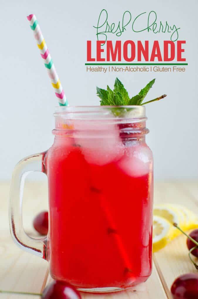 Healthy, refreshing and naturally sweetened cherry lemonade for guilt free drinks | watchwhatueat.com