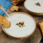 Vegan and gluten free creamy cauliflower soup.