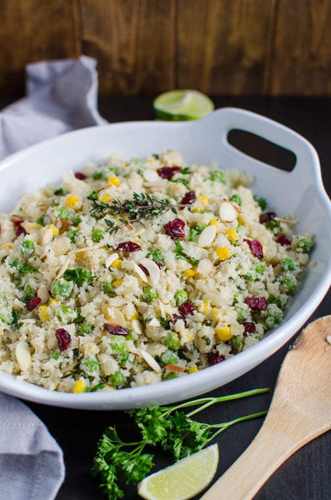 15 min healthy fried cauliflower rice. Make it for vegan, gluten free and low carb lunch or dinner.| watchwhatueat.com