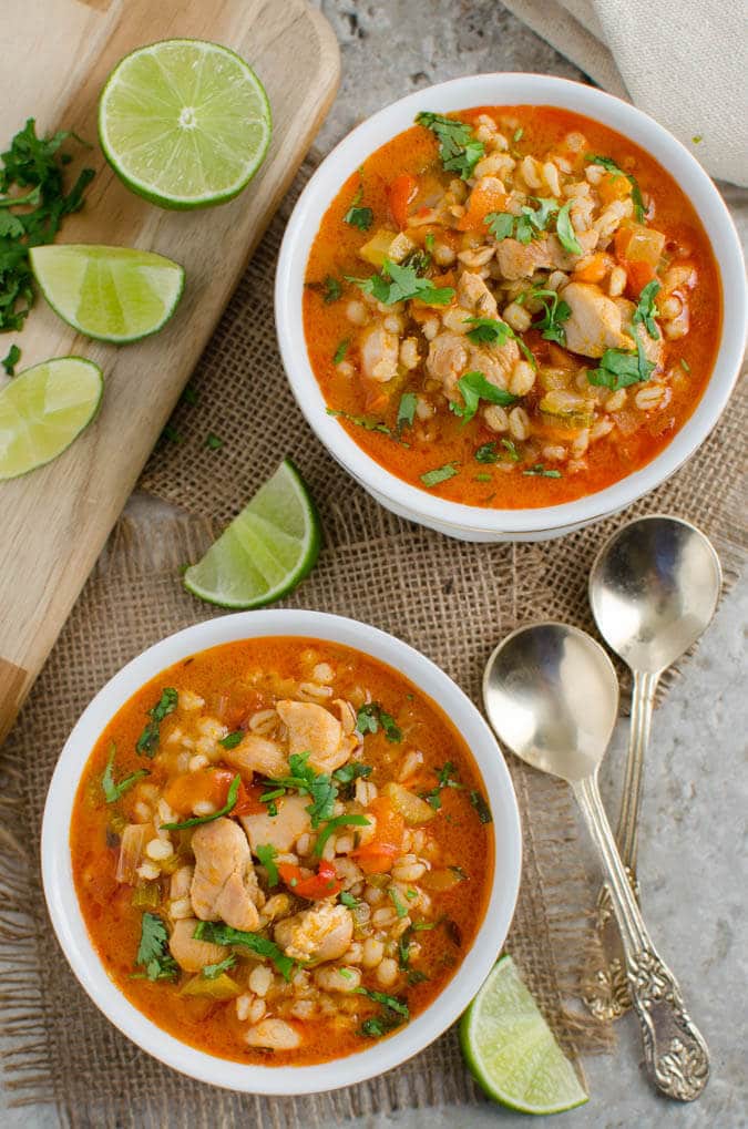 Healthy, wholesome & nutrient packed chicken barley soup to keep you warm during winter. | watchwhatueat.com