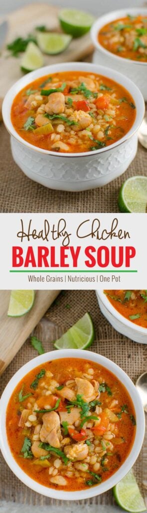 hearty healthy chicken barley soup