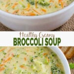 This dairy-free cream of Healthy Broccoli Soup is for guilt-free eating. It is prepared using all healthy and clean ingredients. A bowl of this warm soup is perfect for light lunch or dinner. | #watchwhatueat #healthysoup #broccoli #vegan