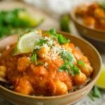 Vegan coconut chickpea curry! A healthy, protein filled curry perfect for meatless lunch or dinner.