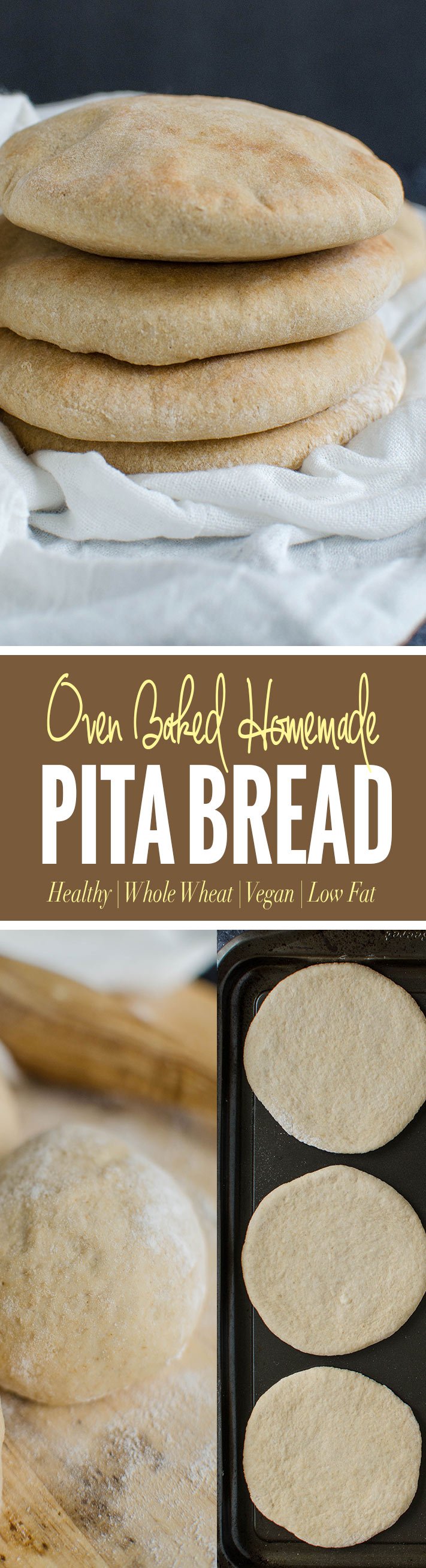 Whole wheat pita bread to pair with homemade hummus, Mediterranean salads etc. You can also make falafel sandwich or turn them into pita chips