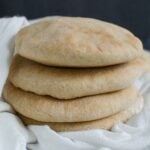 Healthy and delicious whole wheat pita bread. Try them with homemade hummus or turn them into pita chips