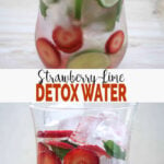 Hydrate yourself with this homemade healthy strawberry detox water. Use fresh strawberries, lime, and mint to prepare this fruit infused water. | #watchwhatueat #detoxwater #strawberry