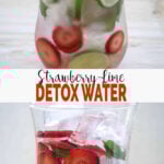 Hydrate yourself with this homemade healthy strawberry detox water. Use fresh strawberries, lime, and mint to prepare this fruit infused water. | #watchwhatueat #detoxwater #strawberry