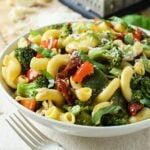 Under 30 min simple stir fry vegetable pasta salad.