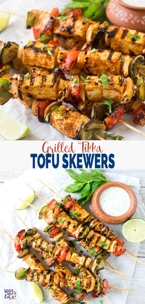 grilled tofu tikka skewers (or paneer tikka)