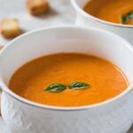 Creamy Roasted Tomato Soup - Healthy, flavorful & a comforting soup, prepared using fresh tomatoes. Perfect for light lunch or appetizer or side.