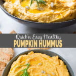 This Pumpkin Hummus is quick and very easy to prepare. It is flavored with roasted garlic and tahini. Perfect healthy appetizer recipe for fall party nights or family gatherings. #watchwhatueat #pumpkin #hummus #fallrecipe #healthyappetizer