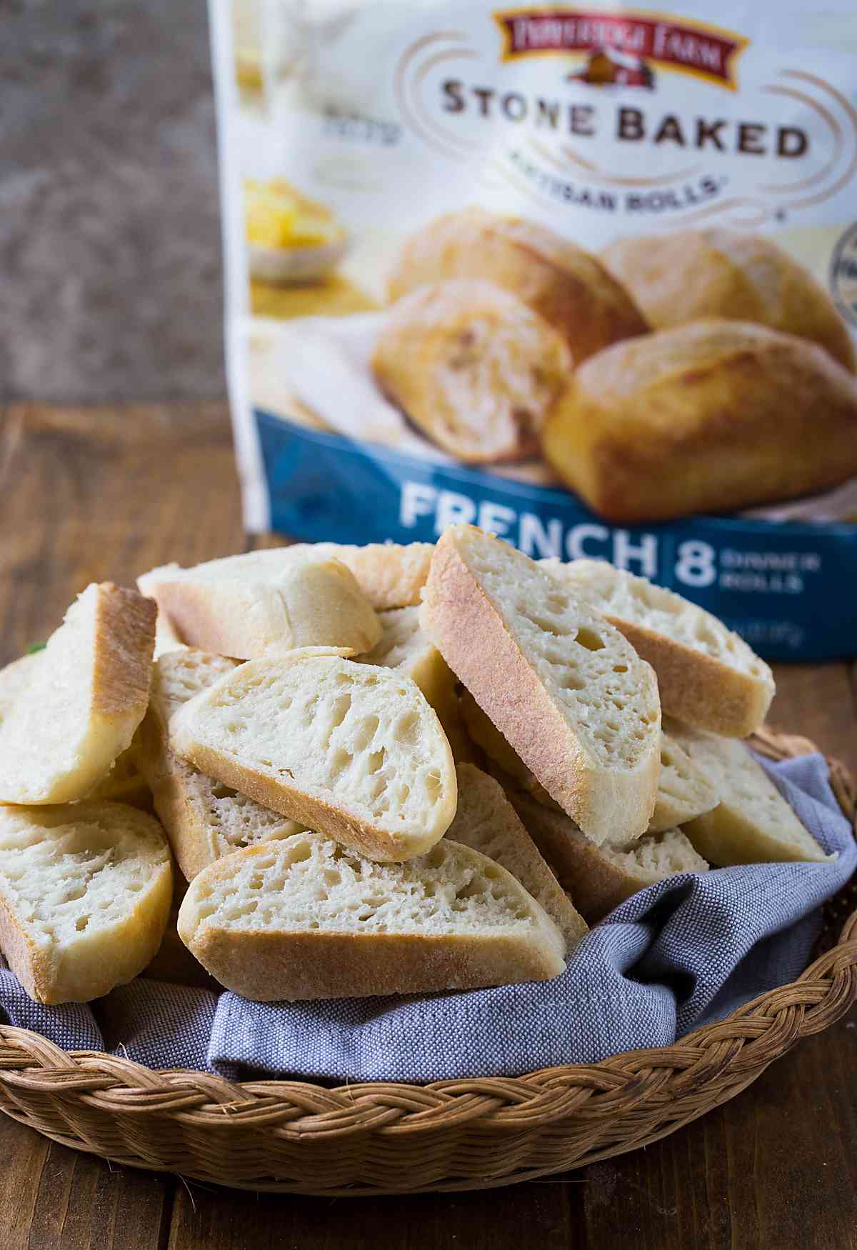 Slices of bread in bread basket. 