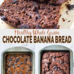 collage images of chocolate banana bread