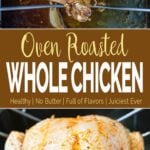 Learn to make perfect super juicy garlic & herb roasted whole chicken in the oven. Quick preparation & tons of flavors with delicious gravy prepared using pan drippings.