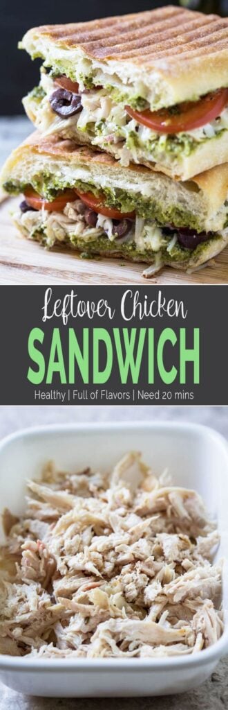shredded leftover chicken sandwich (or turkey sandwich)