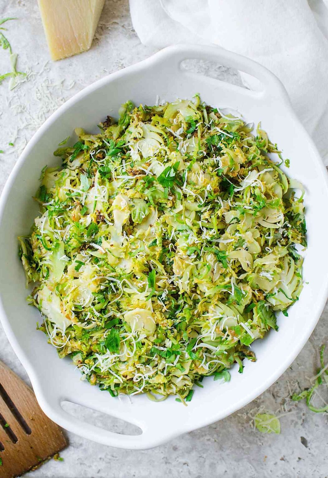 10 Min Shredded & Sauteed Brussels Sprouts With Garlic & Parmesan