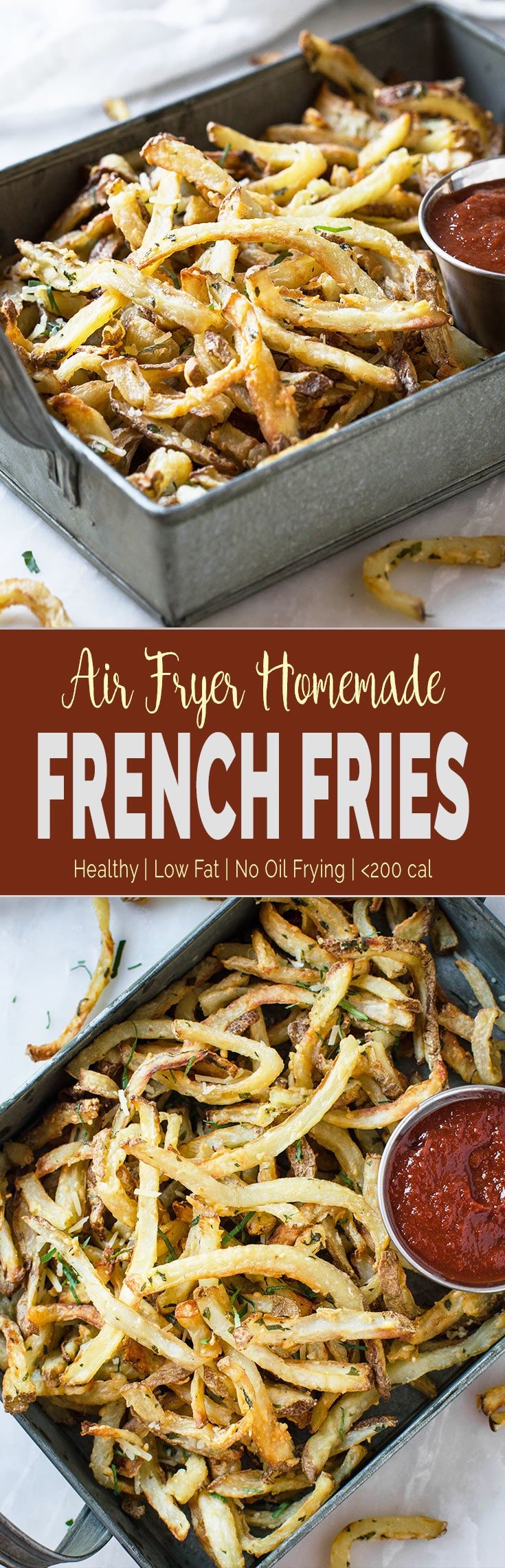 Low Fat Air Fryer French Fries - Healthy homemade French Fries without the need to deep fry in oil. You can make them anytime you crave for french fries. | #airfryer #frenchfries #lowfat #healthyfries