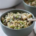 One Pot Garlic Mushroom Quinoa - An easy, healthy quinoa dish you will love to make again and again. | #quinoa #glutenfree #onepot #healthyside