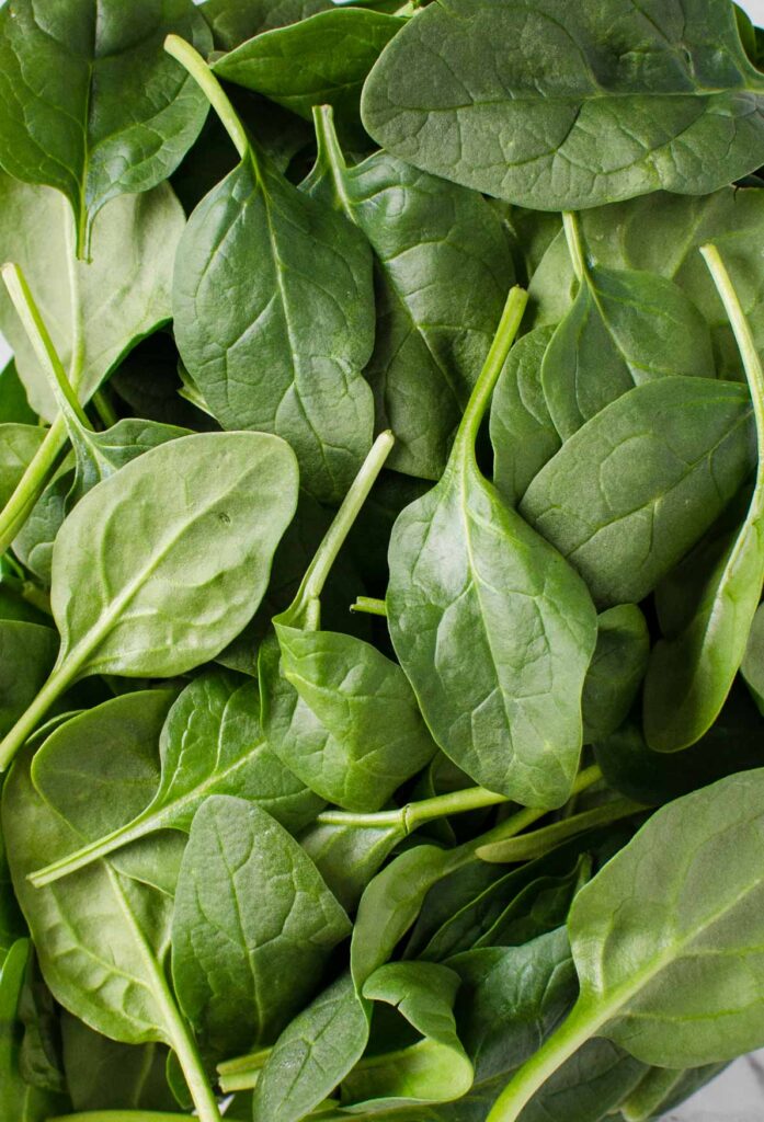 Fresh baby spinach leaves.