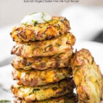 Make these Zucchini Corn Fritters from fresh zucchini and corn with this simple recipe. You will need only 5-6 ingredients. Easy and healthy air fryer recipe for making appetizers or snacks. Do not have Air Fryer? Then, shallow fry them in a nonstick fry pan. #zuchhini #fritters #vegan #glutenfree #airfryer