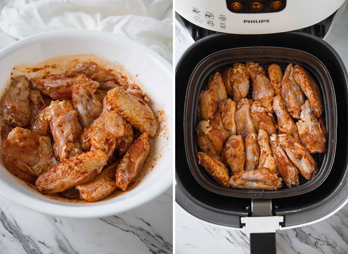 Cooking chicken wings in the Air Fryer.