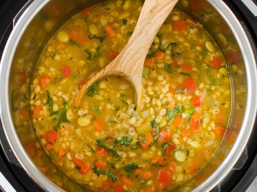 Nutricious Instant Pot Vegetable Barley Soup | Watch What U Eat