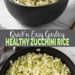 This garlic flavored zucchini rice is a perfect side dish that is ready in under 30 minutes. Perfect quick and easy vegetarian (and vegan) zucchini recipe for healthy lunch or dinner. | #watchwhatueat #zucchini #zucchinirecipes #ricepilaf #zucchinirice