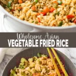 Learn how to make healthy fried brown rice with fresh vegetables. A simple, delicious and wholesome vegetable fried rice recipe that is better than takeout | #watchwhatueat #friedrice #brownrice #healthychinesefood #chineserecipes