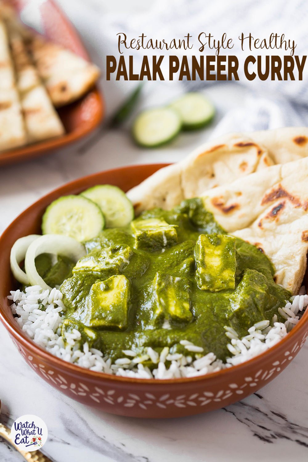 This restaurant-style creamy yet healthy palak paneer curry is super easy to prepare at home. Loaded with all authentic Indian flavors and it goes well with naan bread or plain basmati rice. | #watchwhatueat #palakpaneer #spinachrecipe #spinach #vegetarian