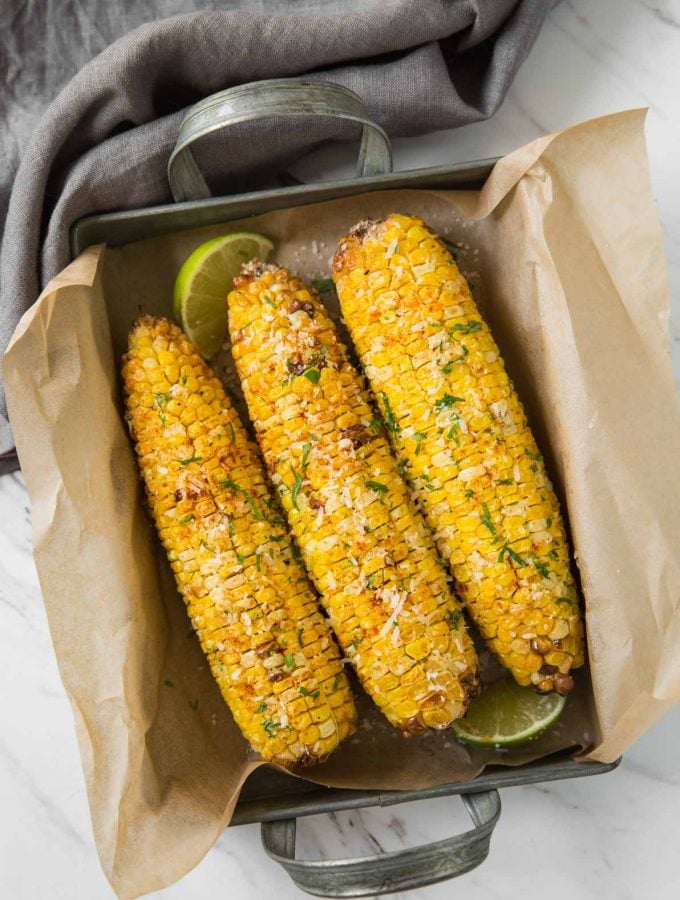 Under 15 mins. make this quick and easy Air fryer corn whenever you need roasted corn.