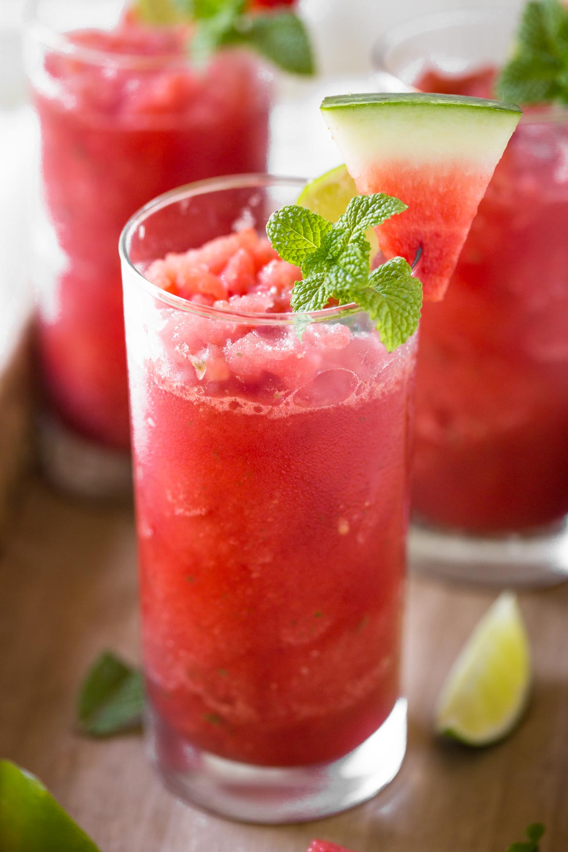 Fresh watermelon slush in a drinking glass