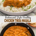 Enjoy authentic Indian flavors in this healthy restaurant-style Chicken Tikka Masala. Simple and easy tikka masala recipe for a weeknight meal or to serve at a party. And the tomato-based sauce or gravy is dairy-free that you will want to make again and again. | #watchwhatueat #chickentikka #chickentikkamasala #indiancurry #tikkamasala