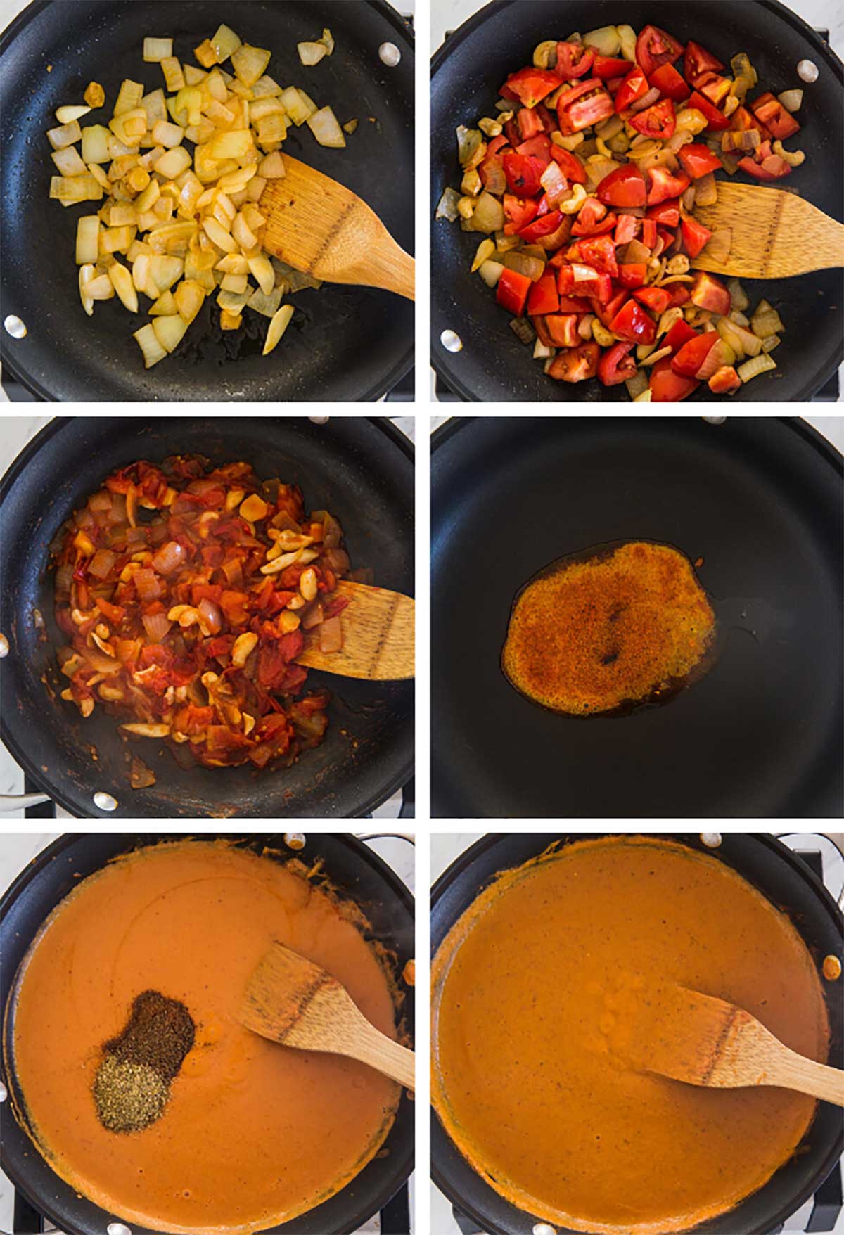 Process of making chicken tikka masala in a large skillet