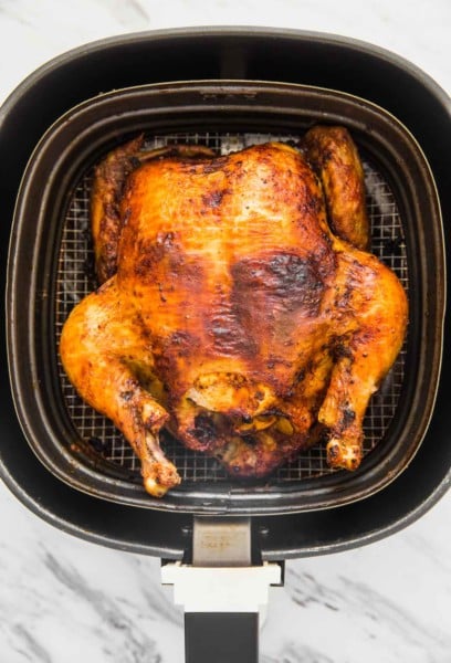 Easy Air Fryer Whole Chicken Recipe (With Garlic Lemon Gravy)