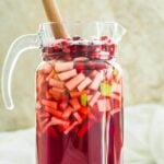 Cranberry Sangria in a large pitcher is ready to serve