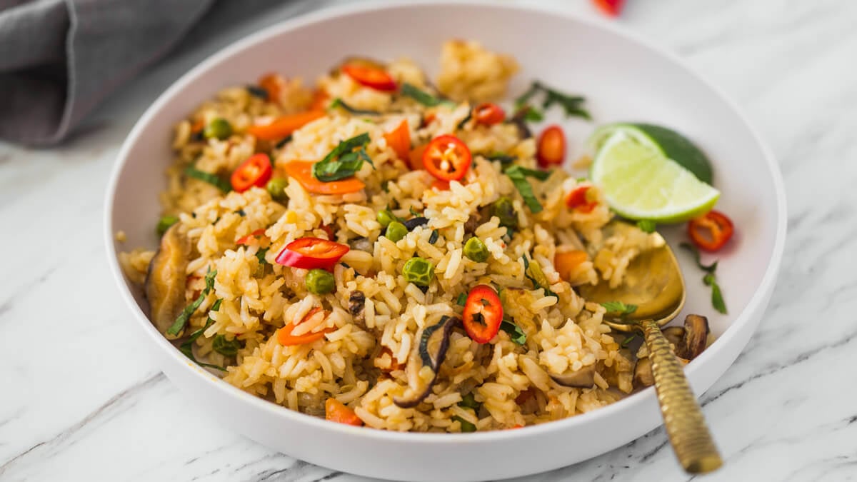 Quick And Easy Healthy Vegetable Thai Fried Rice With Amazing Flavors
